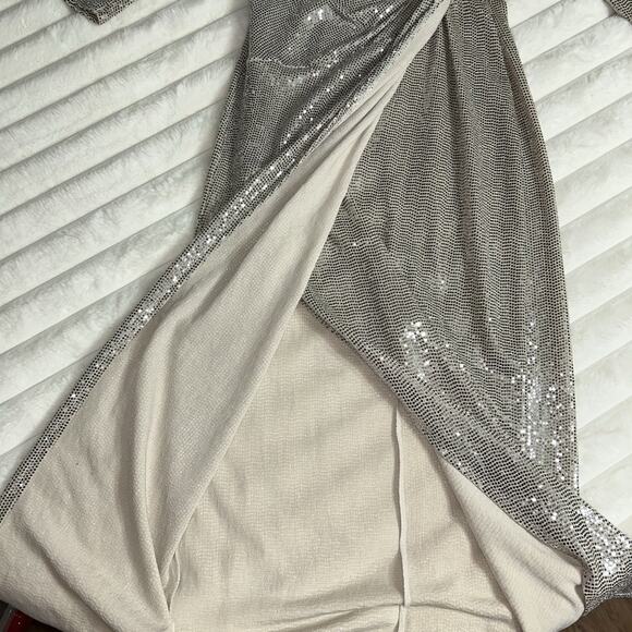 John Meyer JM Studio Dress Womens 8 Silver Sequin Party Cocktail Popover - Picture 14 of 16